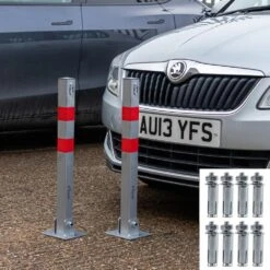 Serene Spaces 36 2 X Hausen Folding Car Parking Barrier Post Vehicle Driveway Security Bollard