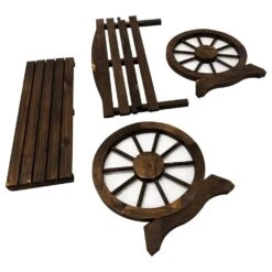 Woodside 2 Seater Wheel Bench, Outdoor Garden Patio Furniture Burnt Stained Wood -Serene Spaces 0DE1QFP3I05