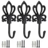 Woodside Cast Iron Decorative Wall Mounted Hanging Hooks, Vintage Coat Hangers, Set Of 3 -Serene Spaces 0QXWUR2RZDA