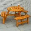 Maribelle 6 Seater Round Wooden Garden/Pub Bench - STAINED