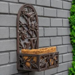 Woodside Cast Iron Wall Mounted Planter With Coco Liner - Design D