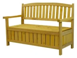 Woodside Hunsett 2 Seater Garden Patio Bench, Outdoor Wooden Loveseat With Storage -Serene Spaces 3AHO1IYAXG5