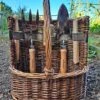 Woodside Willow Tool Basket/Trug With Garden Hand Tools Trowel/Fork/Dibber