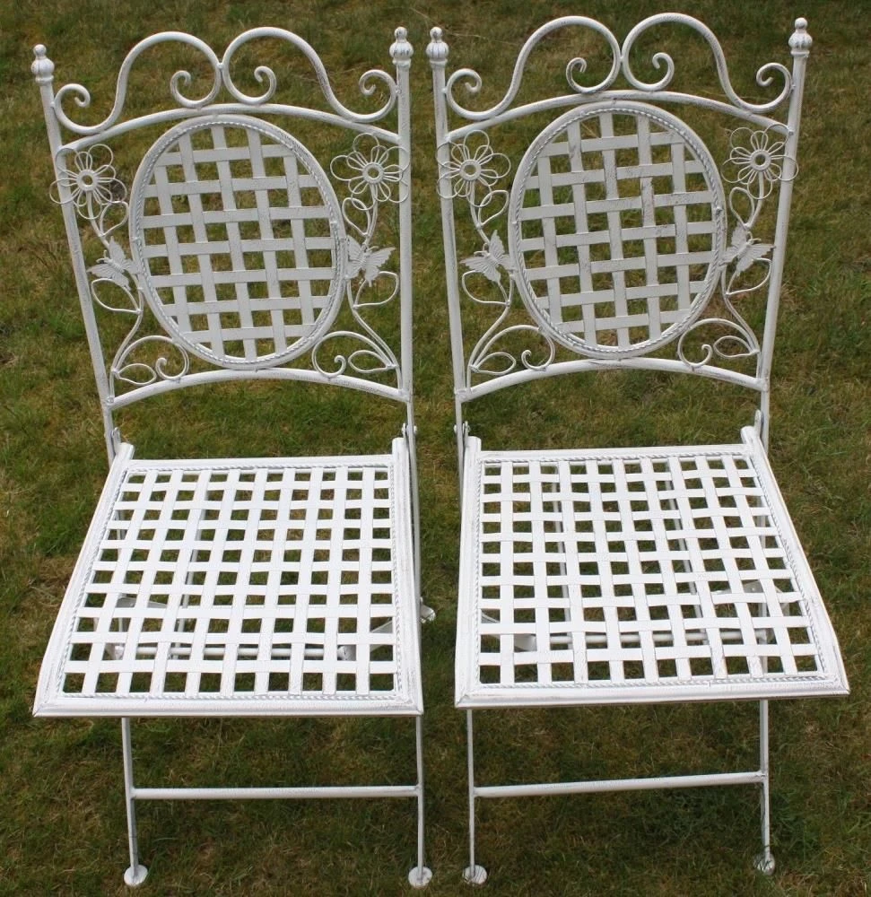 2 X Maribelle Folding Square Outdoor Garden Patio Chair White Floral Furniture 3 2 X Maribelle Folding Square Outdoor Garden Patio Chair White Floral Furniture