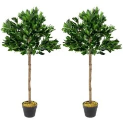 Woodside Artificial Topiary Bay Leaf Tree 4ft Indoor Outdoor Plant (pack Of 2) -Serene Spaces BTC51FKV0V5
