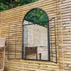 Woodside Balham XL Decorative Arched Outdoor Garden Mirror, H: 115cm X W: 70cm -Serene Spaces CVNHGEC032M