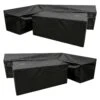 Woodside L Shape Outdoor Garden Corner Sofa & Table Dining Set Cover, Black -Serene Spaces DI525YJXI4X