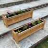 Woodside Aldeby Wooden Garden Trough Planter/Flower Container Box, Pack Of 2