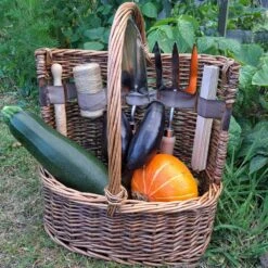 Woodside Willow Tool Basket/Trug With Garden Hand Tools Trowel/Fork/Dibber -Serene Spaces GM1VRY1QVRP