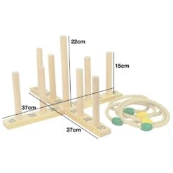 Woodside Garden Quoits Ring Toss Game, Outdoor Family Lawn Fun, 5 Rope 9 Pin -Serene Spaces GNUWBTU3LAV