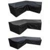 Woodside L Shape Outdoor Garden Corner Sofa Cover, Black 600D Polyester, 3 Sizes -Serene Spaces GU1LIVU3XWS