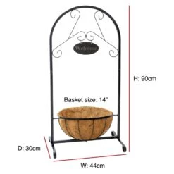 Woodside Hanging Coconut Flower Basket Planter Stand With Garden Welcome Sign -Serene Spaces GYPDNQCOV14