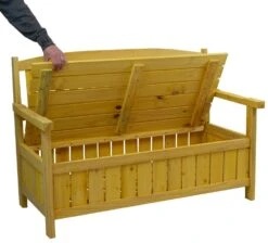 Woodside Hunsett 2 Seater Garden Patio Bench, Outdoor Wooden Loveseat With Storage -Serene Spaces HG42JV5IZER