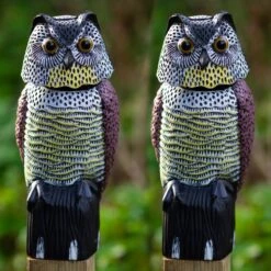 Serene Spaces 44 2 X Woodside Large Realistic Bird/Pigeon/Crow Owl Decoy With Rotating Head