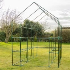 Woodside Walk In Greenhouse With PE Netted Cover - 14 Shelves -Serene Spaces HYFN5BIUJL1
