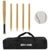 Wollowo Outdoor Wooden Rounders Game Set Bat Ball Base Posts/Stumps -Serene Spaces I33NN2KV1WY