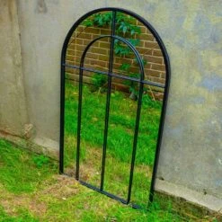 Woodside Oaken XL Decorative Arched Outdoor Garden Mirror, W: 65cm X H: 108cm -Serene Spaces IZATR2TZSEL