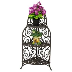 Woodside 3 Tier Cast Iron Indoor/Outdoor Heavy Duty Garden Plant & Flower Stand -Serene Spaces J5GO131G5CG