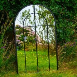 Woodside Oaken XL Decorative Arched Outdoor Garden Mirror, W: 65cm X H: 108cm -Serene Spaces JWHF0E1DP2R