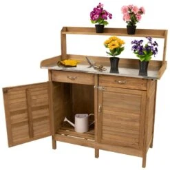 Woodside Fritton Potting/Planting Bench With Cabinet, DIY Workstation Table -Serene Spaces JZXTLOOAQS2