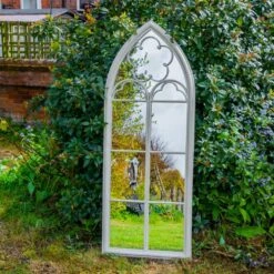 Woodside Darton XXL Decorative Arched Outdoor Garden Mirror -Serene Spaces K0B2CLTWCAT