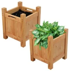 Woodside Aldeby Wooden Garden Planter/Flower Pot Container Box, Pack Of 2 -Serene Spaces MZ0D445KMZ5