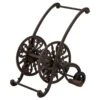Woodside Cast Iron Garden Water Hose Reel With Wind Up Handle & Wheels, 30m Hose Capacity