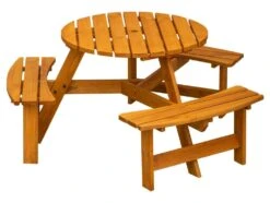 Maribelle 6 Seater Round Wooden Garden/Pub Bench - STAINED -Serene Spaces NT0BM4CDSQH