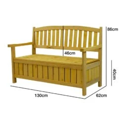 Woodside Hunsett 2 Seater Garden Patio Bench, Outdoor Wooden Loveseat With Storage -Serene Spaces O1J4VLDY30F