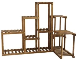 Woodside Bradwell Carbonized 5 Tier Corner Wooden Plant Display Stand Flower Rack -Serene Spaces P5ANUWBTQWC