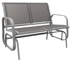 Woodside Stalham Grey 2 Seater Garden Glider Bench, Outdoor Rocking Swing Seat