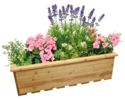 Woodside Reedham Stained Wooden Garden Trough Planter/Flower Trough Box, 95 Litres -Serene Spaces QIRCISIJPW2