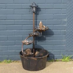 Woodside Water Fountain/Feature With 40W Solar Powered Light/Lamp, Mains Powered