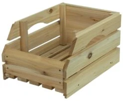 Woodside Wooden Storage Boxes/Stackable Crates With Handles For Fruit/Veg, Pack Of 3 -Serene Spaces RWAQSDYZOCR