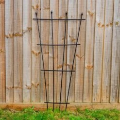 Serene Spaces 18 Woodside 1.2m Metal Garden Fan Trellis, Decorative Plant/Flower Pot Support, Pack Of 2