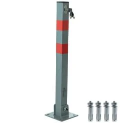 Hausen Folding Car Parking Barrier Post Vehicle Driveway Garage Security Bollard -Serene Spaces RYA0CNZR5IX