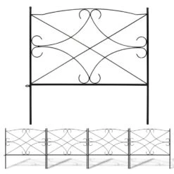 Woodside Hanworth Metal Garden Border Edging, Outdoor Lawn Fencing, 2.4m Total Length, Pack Of 4 -Serene Spaces SHSOL33F2J4