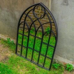 Woodside Wyton XL Decorative Arched Outdoor Garden Mirror, W: 70cm X H: 100cm -Serene Spaces UT4HNKDWE4E