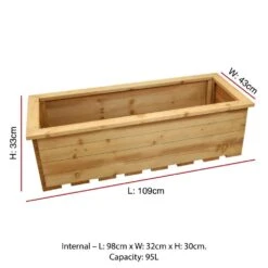 Woodside Reedham Stained Wooden Garden Trough Planter/Flower Trough Box, 95 Litres -Serene Spaces VNFB2MLMXF2