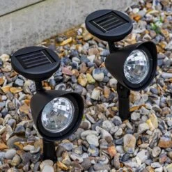 6 X Solar Spot Lights Sun Powered 3 LED Garden Outdoor Garden Lamps Woodside -Serene Spaces XKI2DNNUTT5