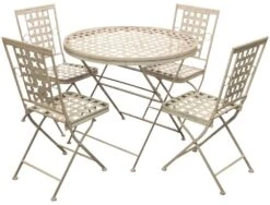 Woodside Ostend Folding Metal Outdoor Garden Patio Dining Table And 4 Chairs Set