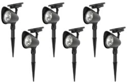 6 X Solar Spot Lights Sun Powered 3 LED Garden Outdoor Garden Lamps Woodside