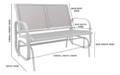 Woodside Stalham Grey 2 Seater Garden Glider Bench, Outdoor Rocking Swing Seat -Serene Spaces ZAYEAADEN25