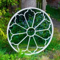 Woodside Upton Large Decorative Round Outdoor Garden Mirror, Diameter: 80cm